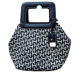 Tommy Hilfiger Womens Tote  Woven Monogram Adjustable Strap De